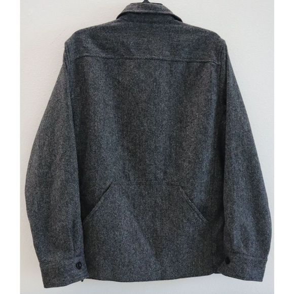 Sid Mashburn Men's Sz M Gray/Black Wool Tweed Herringbone Military Jacket $595 - Picture 3 of 8
